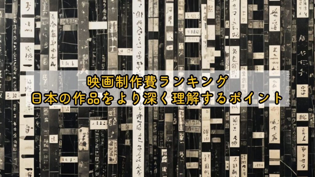映画制作費ランキング日本の作品をより深く理解するポイント