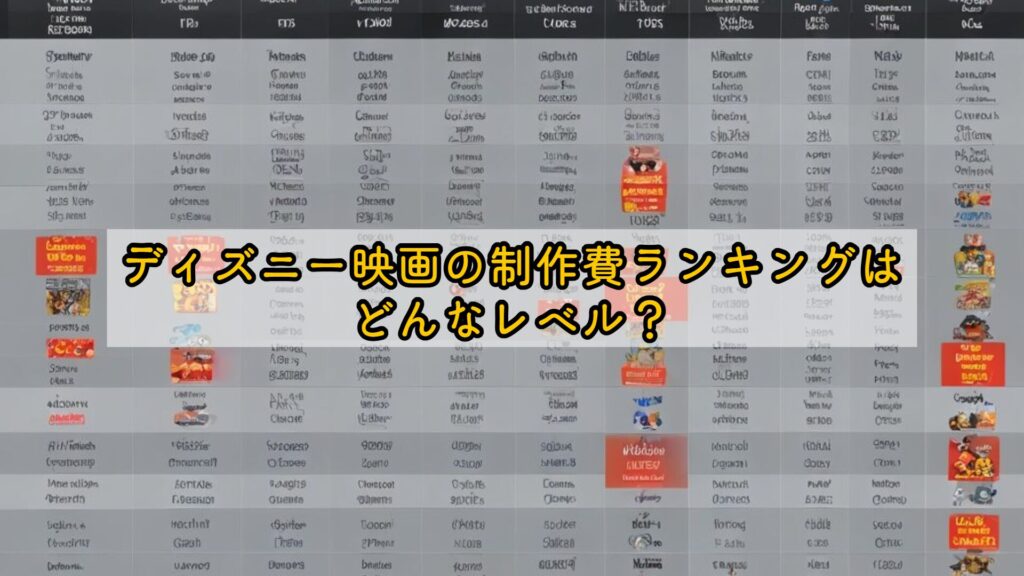 ディズニー映画の制作費ランキングはどんなレベル?