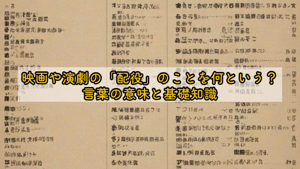 映画や演劇の「配役」のことを何という？言葉の意味と基礎知識